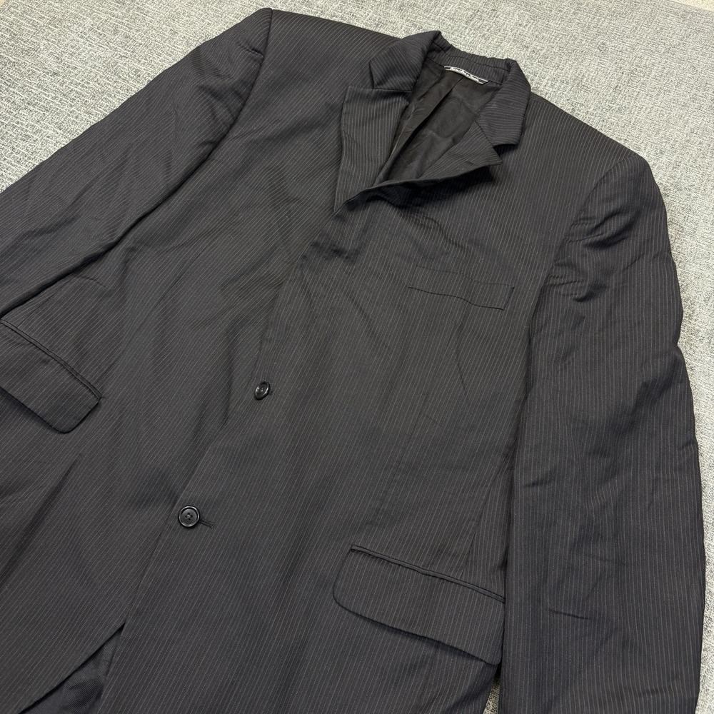 Jack Victor Valentino CT Sport Coat Blazer Men's‎ 46L Black Blue Pinstripe